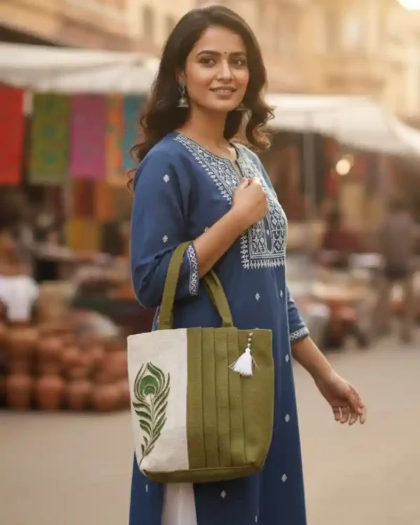 Peacock feather tote bag