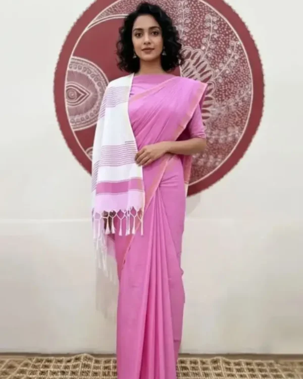 Pink Cotton Saree