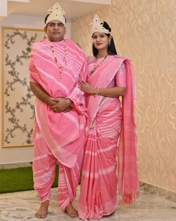 Baby Pink Saree + Dhoti Dupatta Set