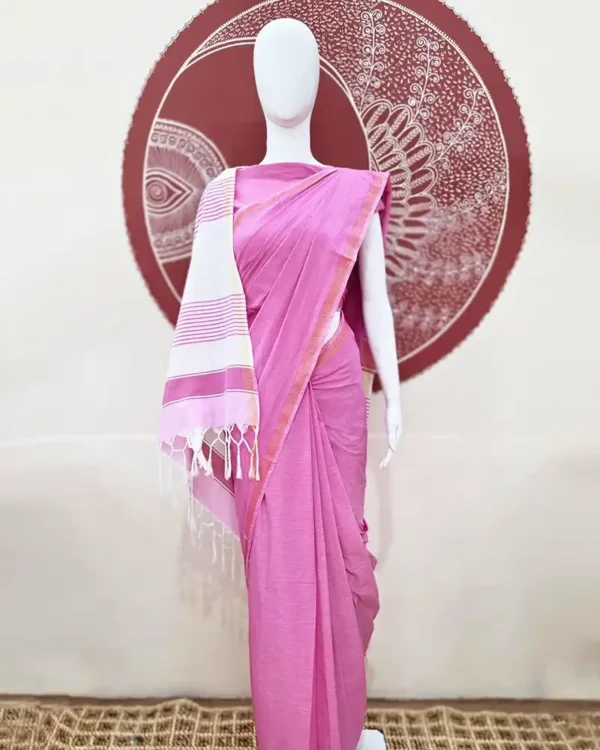 Pink Cotton Saree