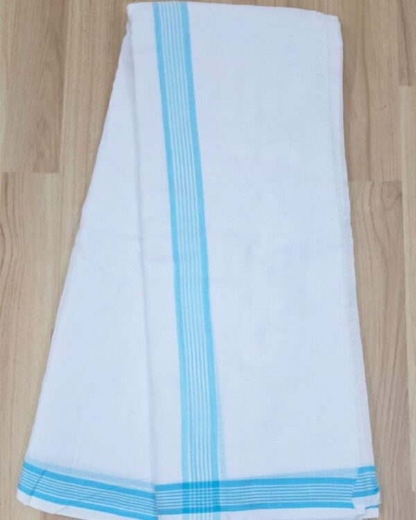 लाइनिंग नीली किनारी धोती दुपट्टा