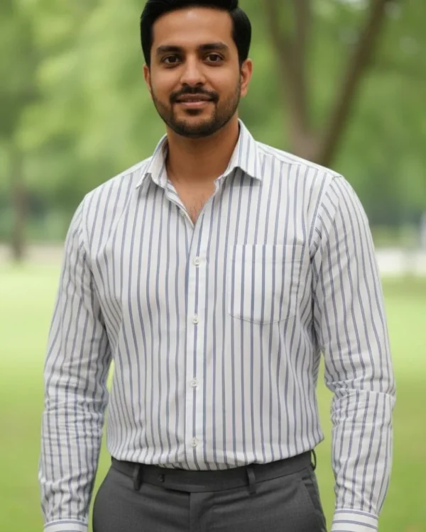 White -Blue line Shirt