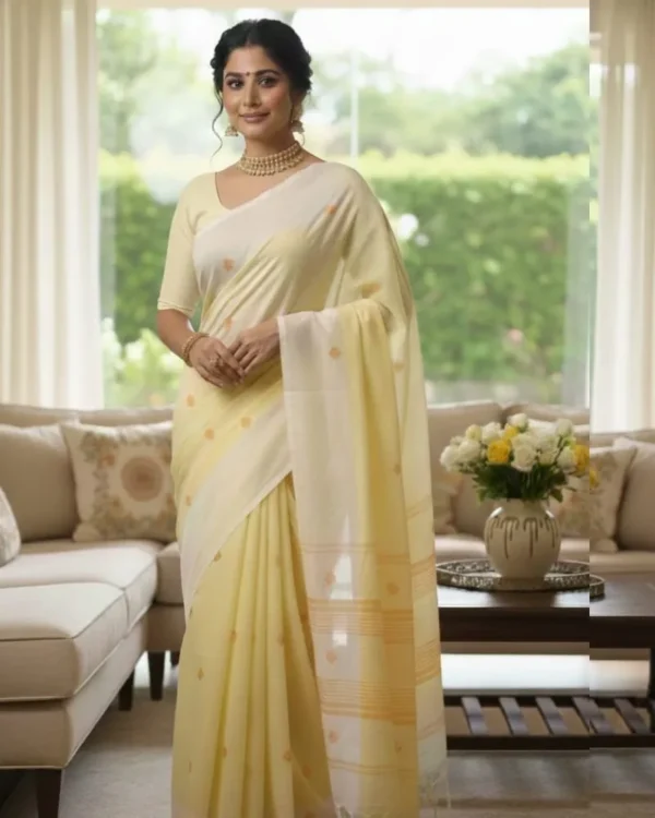 Cotton Booti Saree- Yellow