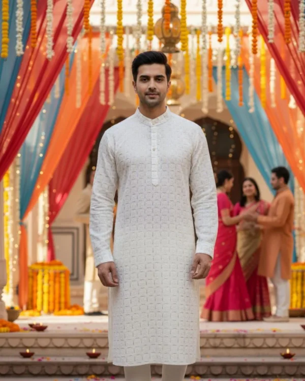 Embroidered cotton kurta