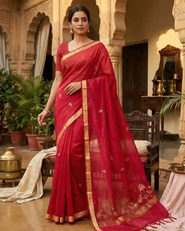 Lotus Dabka Katha Saree