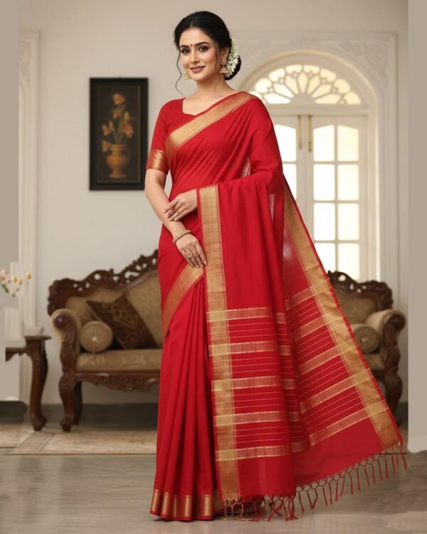 Red Dobby Saree
