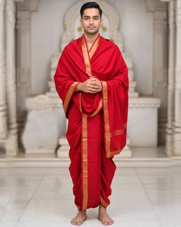 Dobby Red Dhoti Dupatta