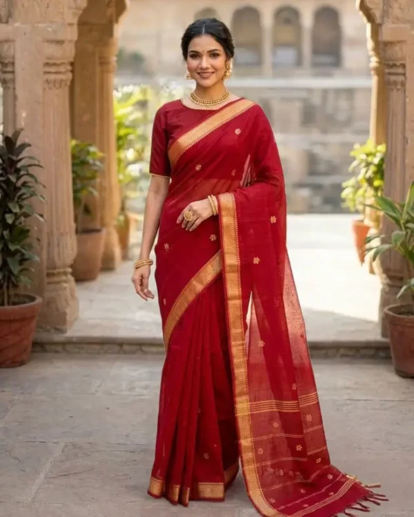 Red Zari Saree