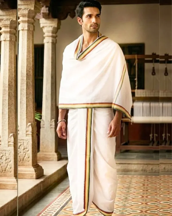 Five color border Dhoti-dupatta