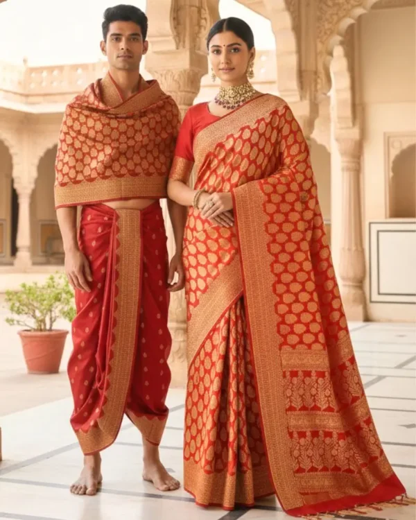 Red Banarasi Couple Set