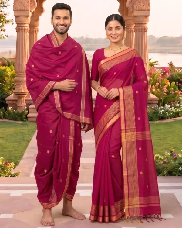 Pink Gold Booti Couple Set