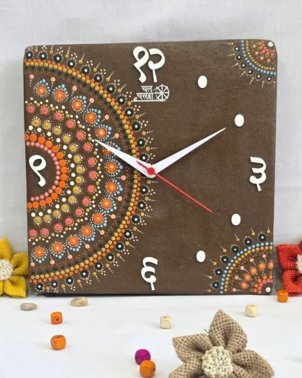 Gomaya – Yellow Mandala Square Wall Clock