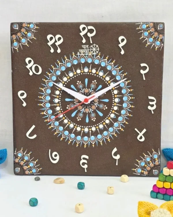 Gomaya – Blue Mandala Square Wall Clock