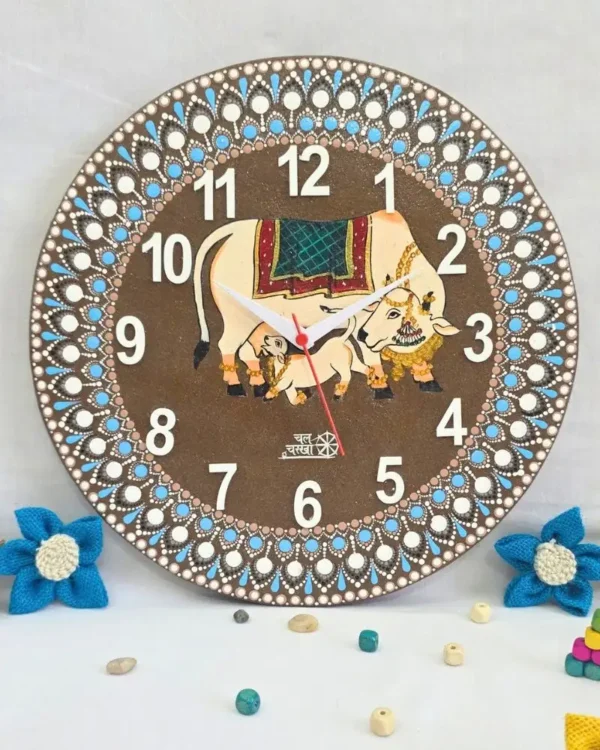 Gomaya – Blue Mandala Kamdhenu Wall Clock