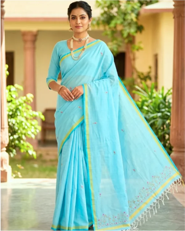 Blue Rajat Bel Aari Saree