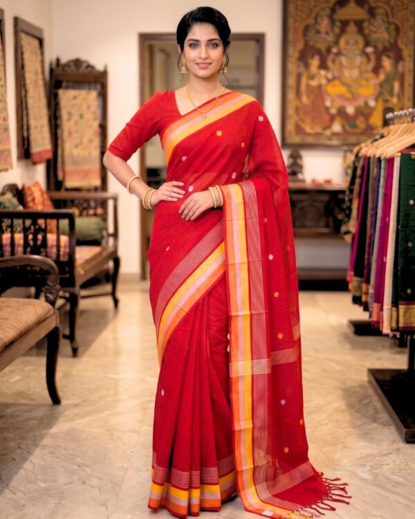 Red Booti Saree
