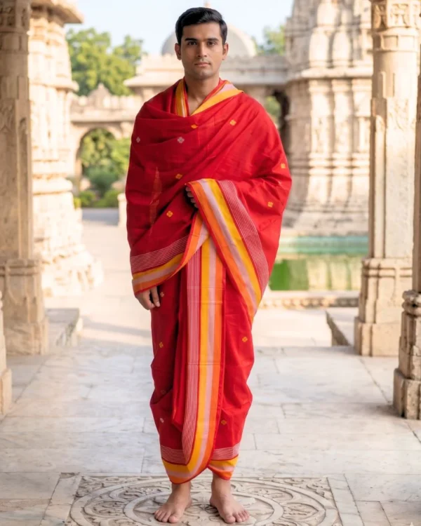 Red Booti Dhoti Dupatta